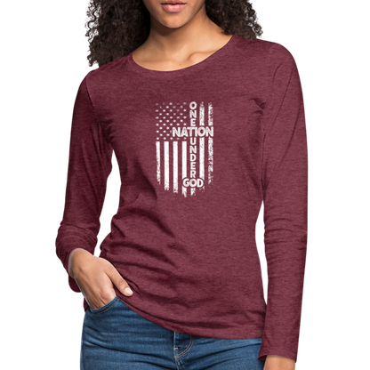 One Nation Under God Women's Premium Long Sleeve T-Shirt - heather burgundy