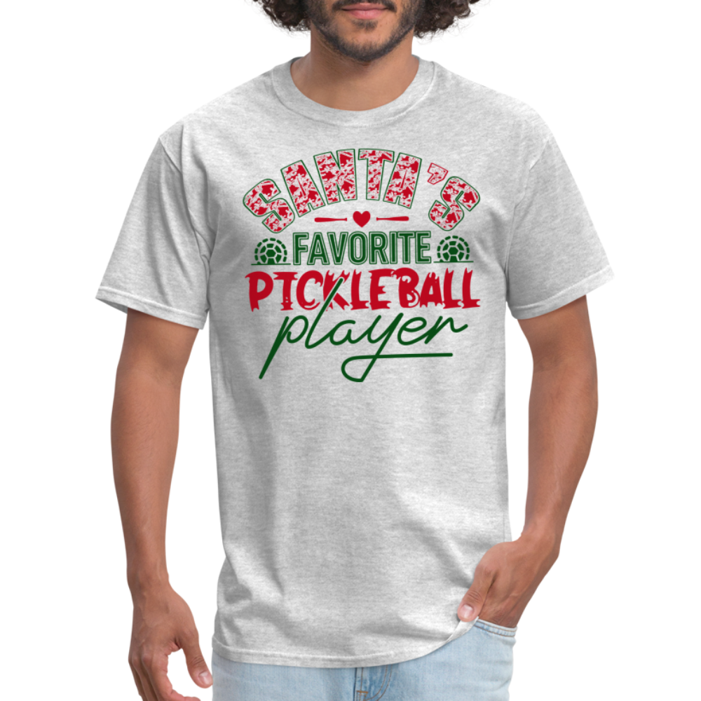 Santa's Favorite Pickleball Player T-Shirt - heather gray