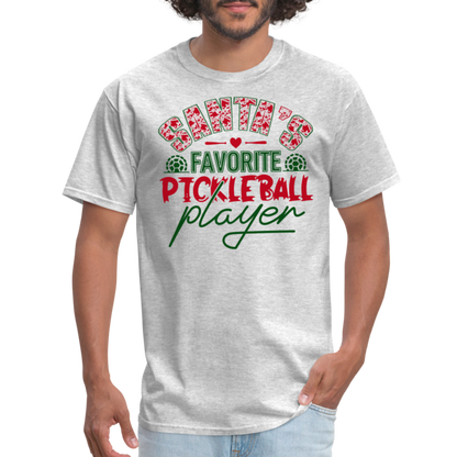 Santa's Favorite Pickleball Player T-Shirt - heather gray