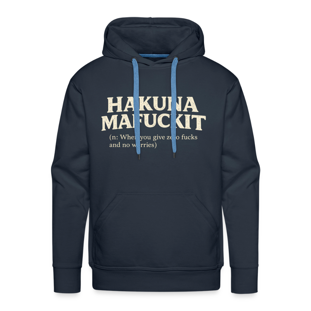 Hakuna Mafuckit Men’s Funny Graphic Hoodie Color: Navy