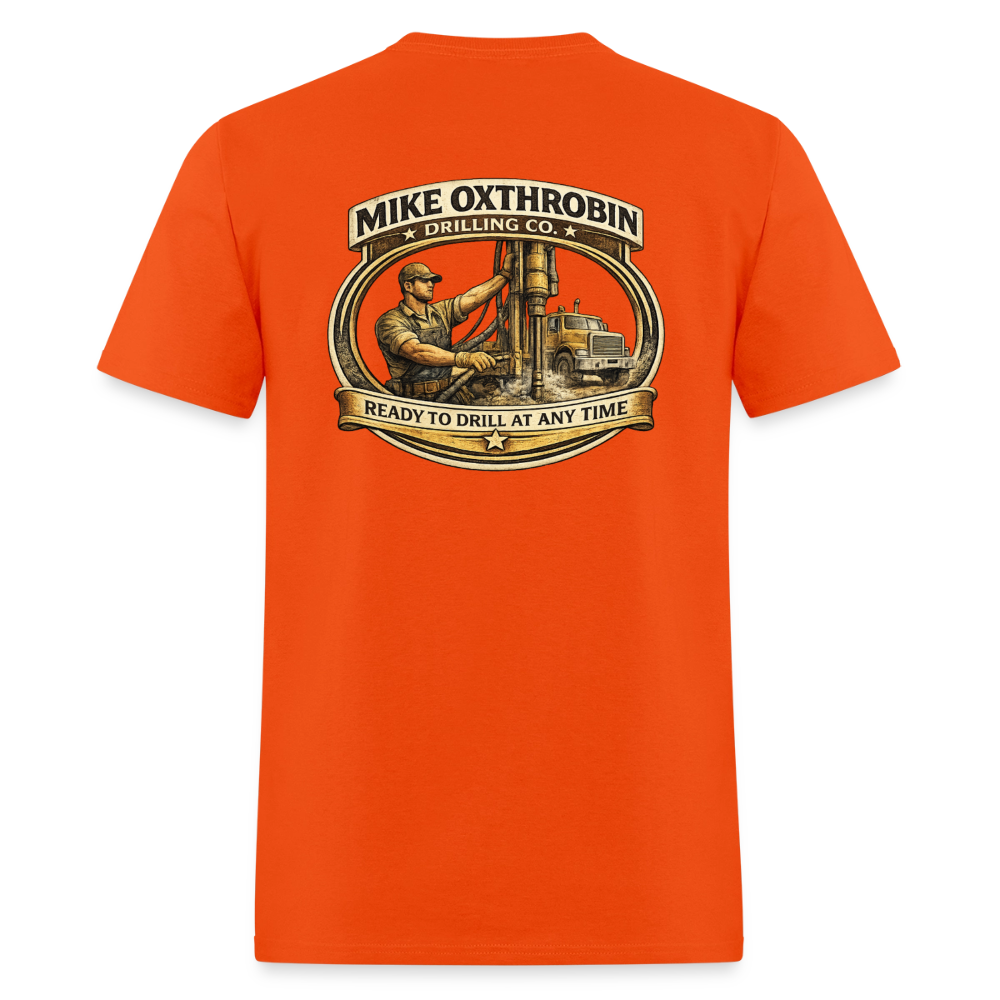 Mike Oxthrobin Drilling Co Double-Sided Funny Adult Humor Tee Color: charcoal