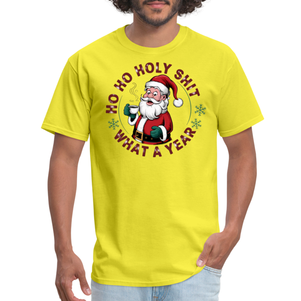 Ho Ho Holy Shit What A Year (Funny Christmas Santa) T-Shirt - yellow