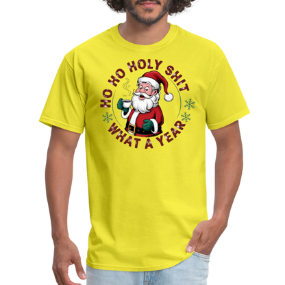 Ho Ho Holy Shit What A Year (Funny Christmas Santa) T-Shirt - yellow