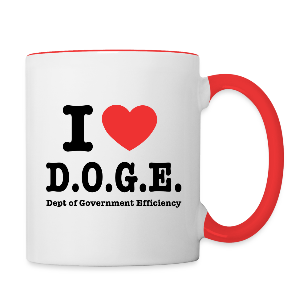 I Heart DOGE (Dept of Government Efficiency) Coffee Mug - white/red