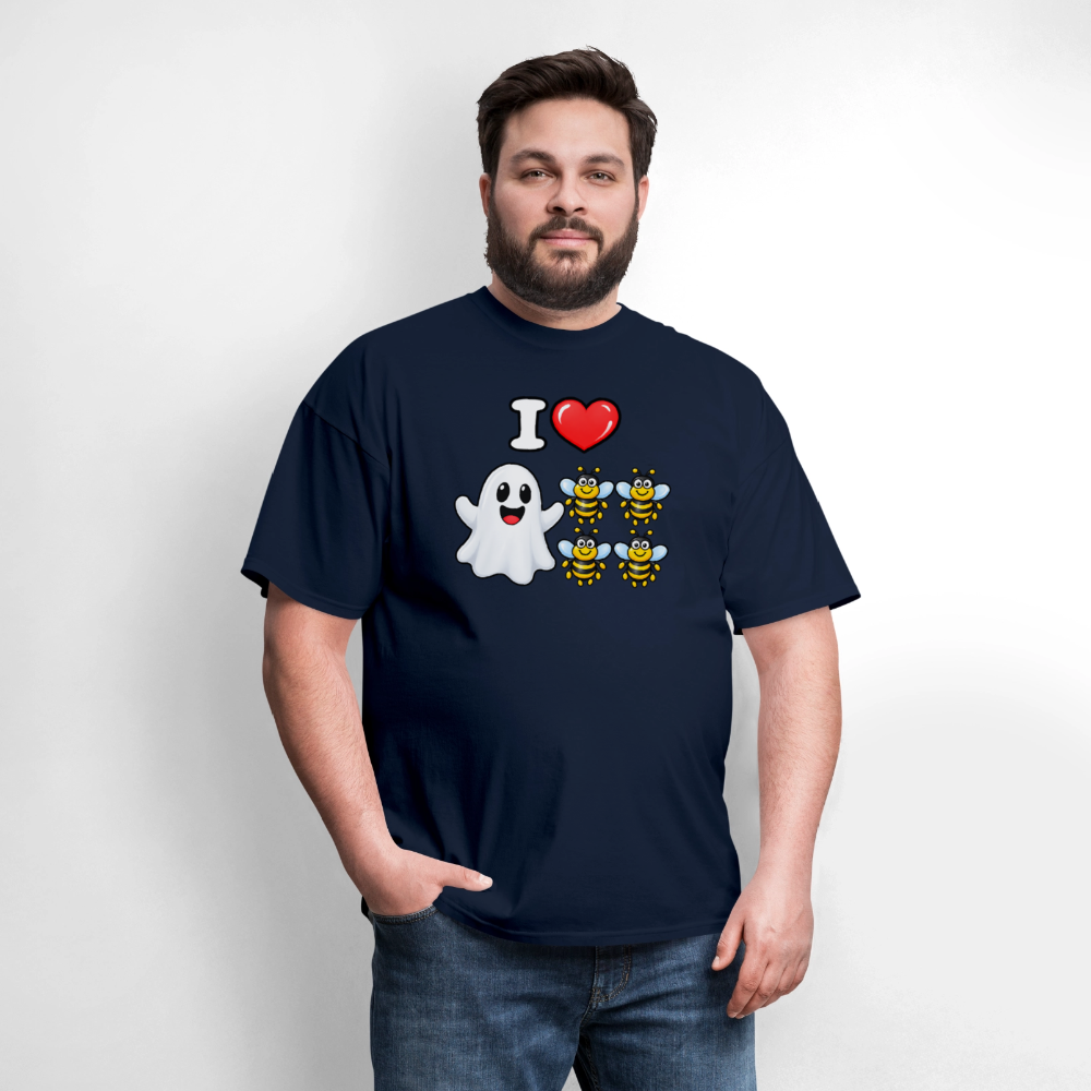 I Heart Boo Bees T-Shirt – Funny Halloween Adult Humor - navy