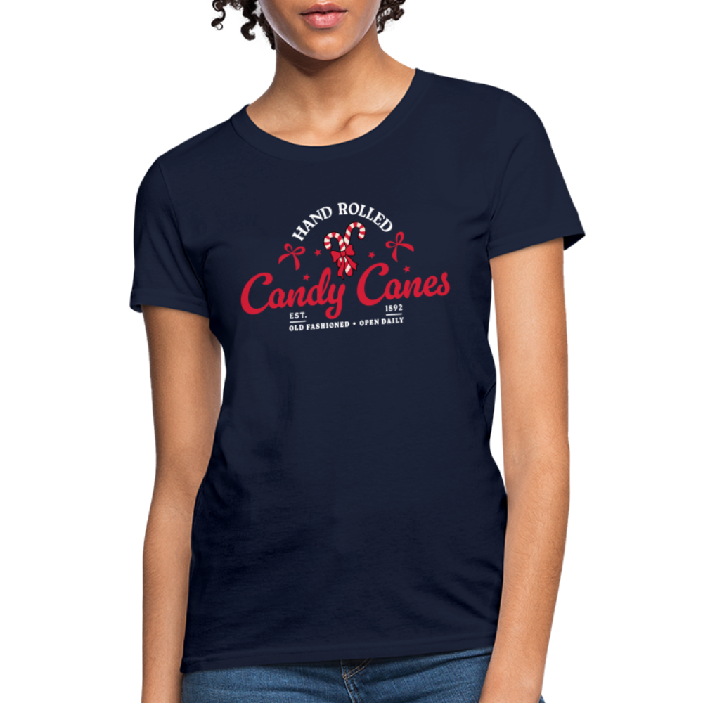 Hand Rolled Candy Canes Women's Contoured T-Shirt - navy