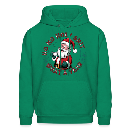 Ho Ho Holy Shit What A Year (Funny Christmas Santa) Hoodie - kelly green