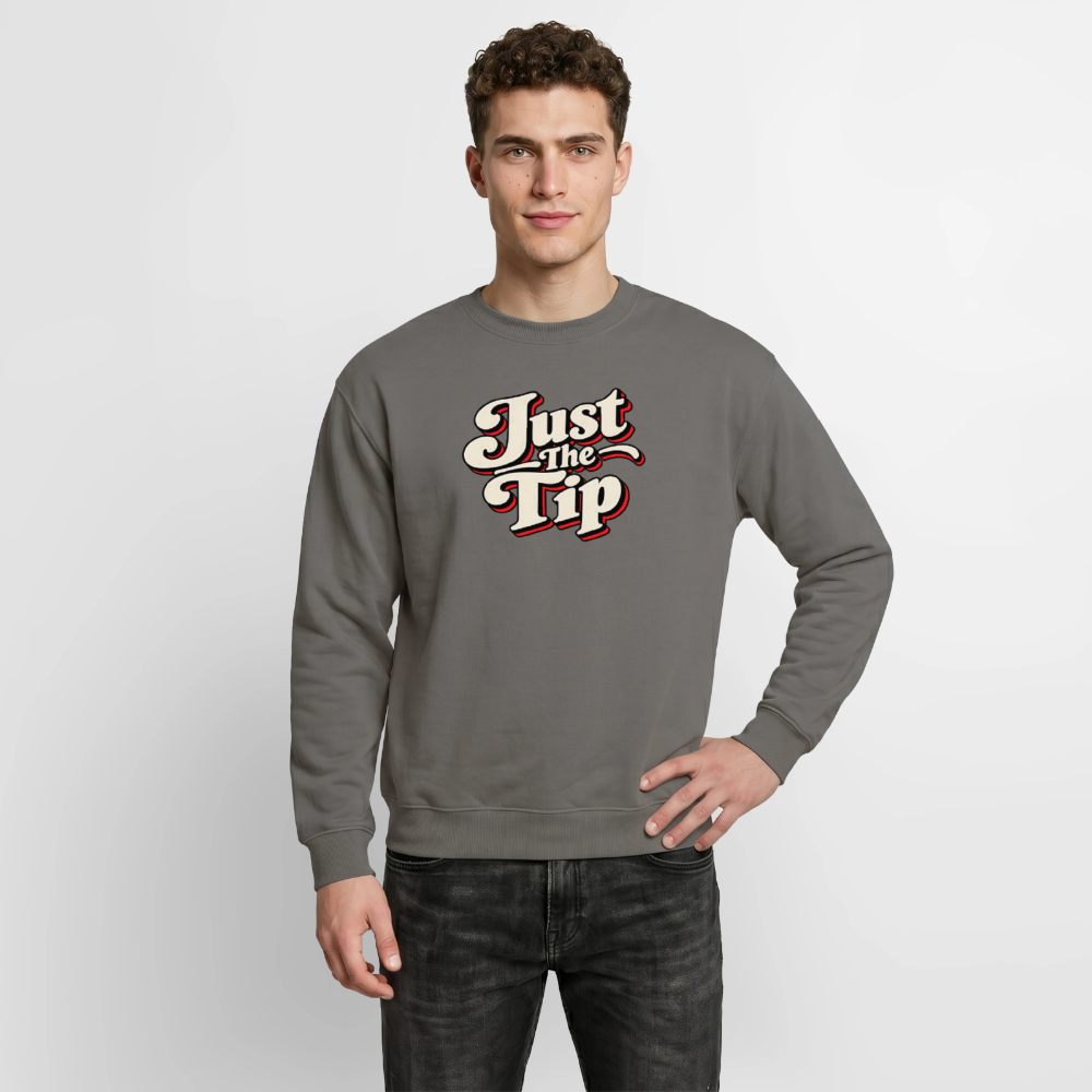 Just the Tip Funny Adult Humor Sweatshirt Color: Indigo Blue