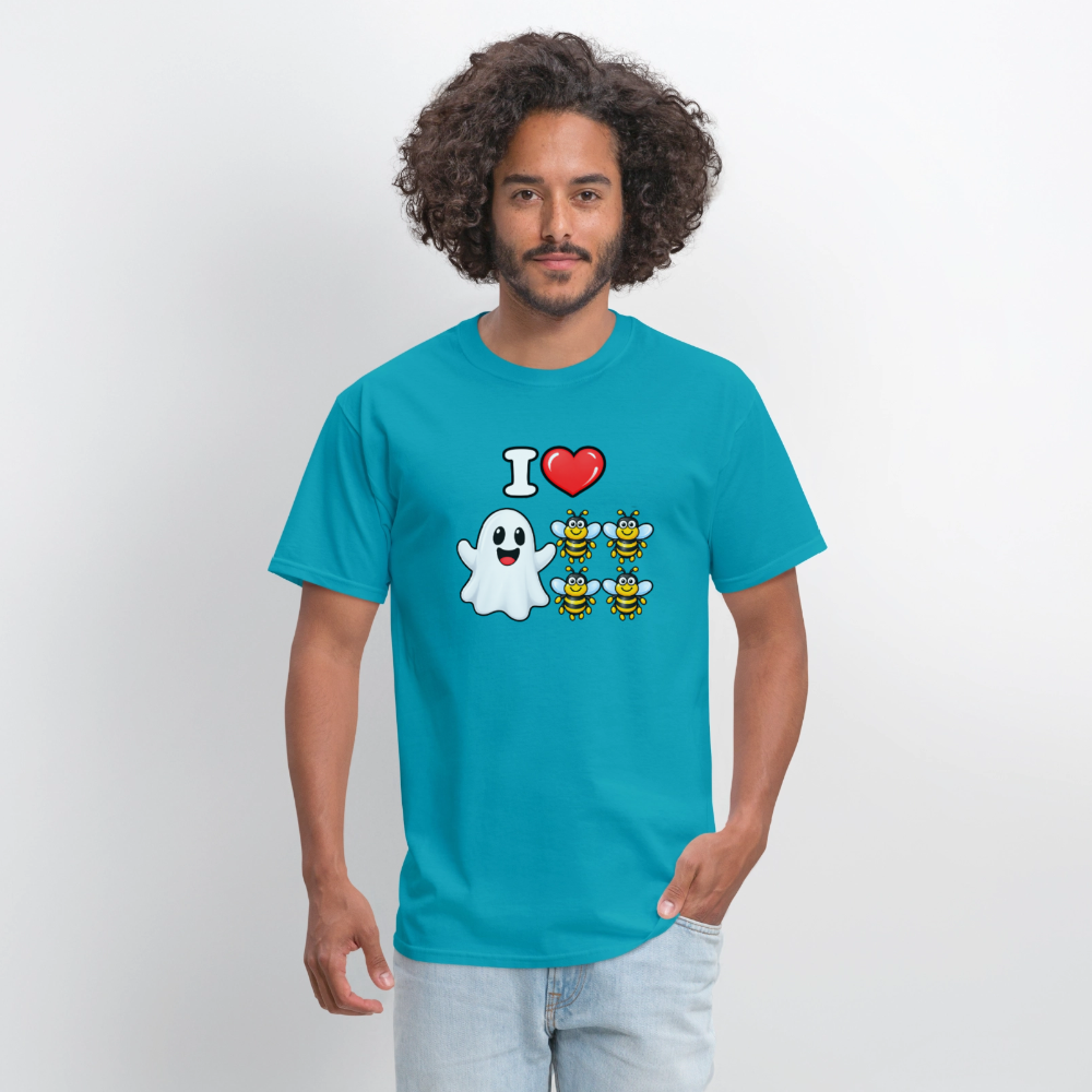 I Heart Boo Bees T-Shirt – Funny Halloween Adult Humor - turquoise