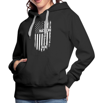 One Nation Under God Women’s Premium Hoodie - black