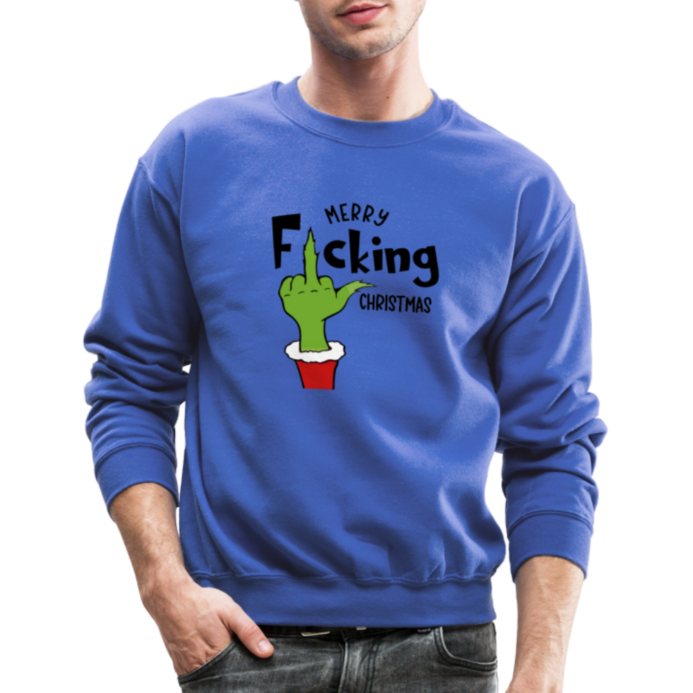 Merry F*cking Christmas Grumpy Middle Finger Sweatshirt - royal blue