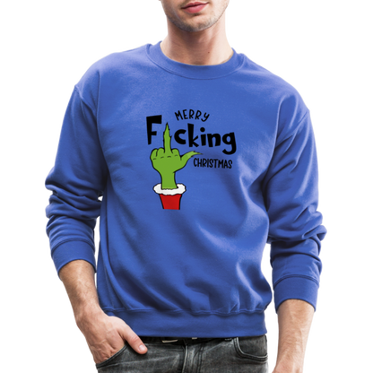 Merry F*cking Christmas Grumpy Middle Finger Sweatshirt - royal blue