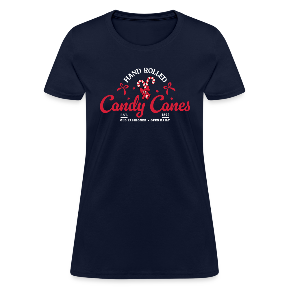 Hand Rolled Candy Canes Women's Contoured T-Shirt - navy