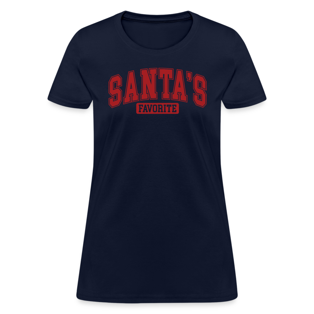 Santa's Favorite Women's Contoured T-Shirt - navy