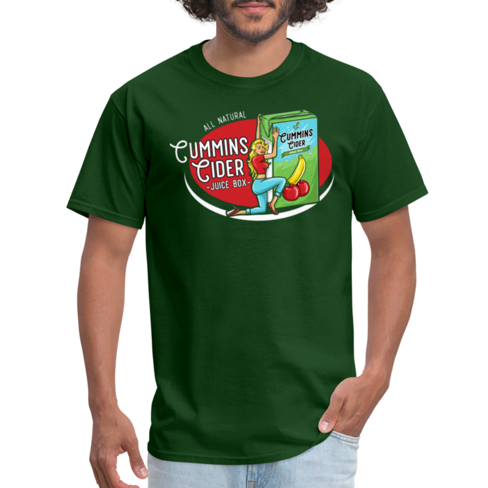 Cummins Cider Juice Box (Adult Sexual Humor) T-Shirt - forest green