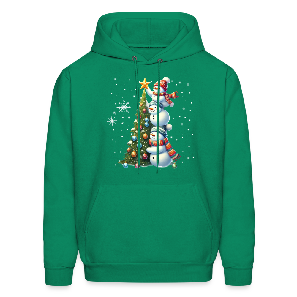 Cute Snowman Decorating Christmas Tree Hoodie - kelly green