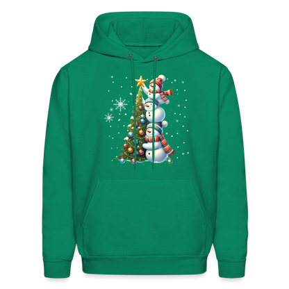 Cute Snowman Decorating Christmas Tree Hoodie - kelly green