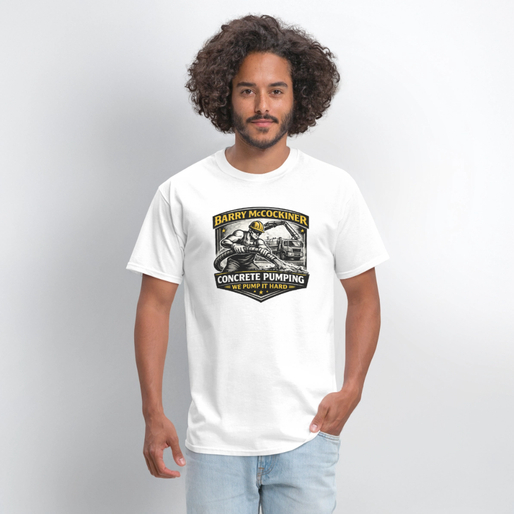 Barry McCockiner Concrete Pumping Funny Tee Color: Black