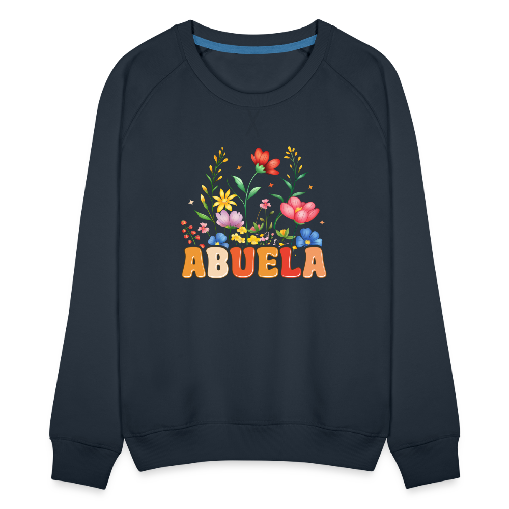 Abuela Women’s Premium Sweatshirt with Floral Design - navy