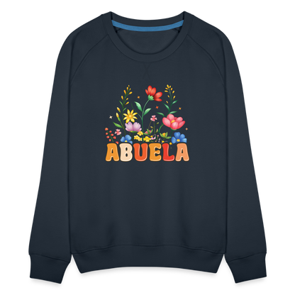 Abuela Women’s Premium Sweatshirt with Floral Design - navy