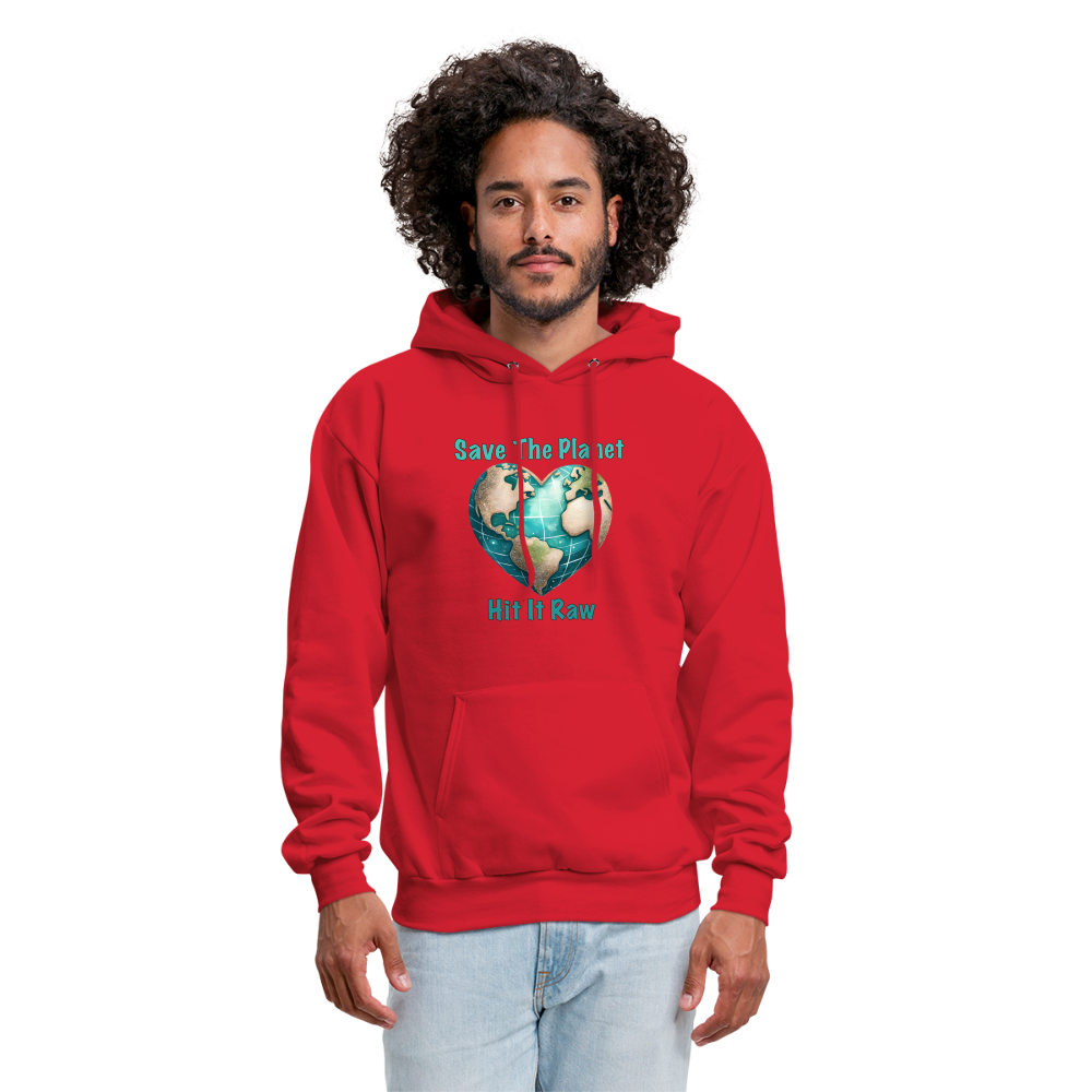 Save The Planet Hit It Raw Hoodie (Funny Environmental Awareness) - red