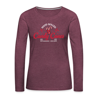 Hand Rolled Candy Canes Women's Premium Long Sleeve T-Shirt - heather burgundy