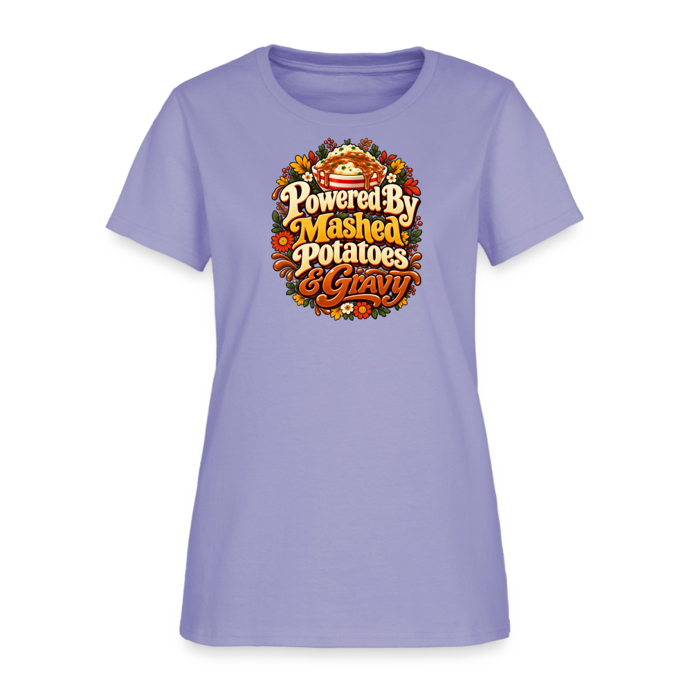 Powered by Mashed Potatoes & Gravy – Fall Floral Women’s T-Shirt - lavender