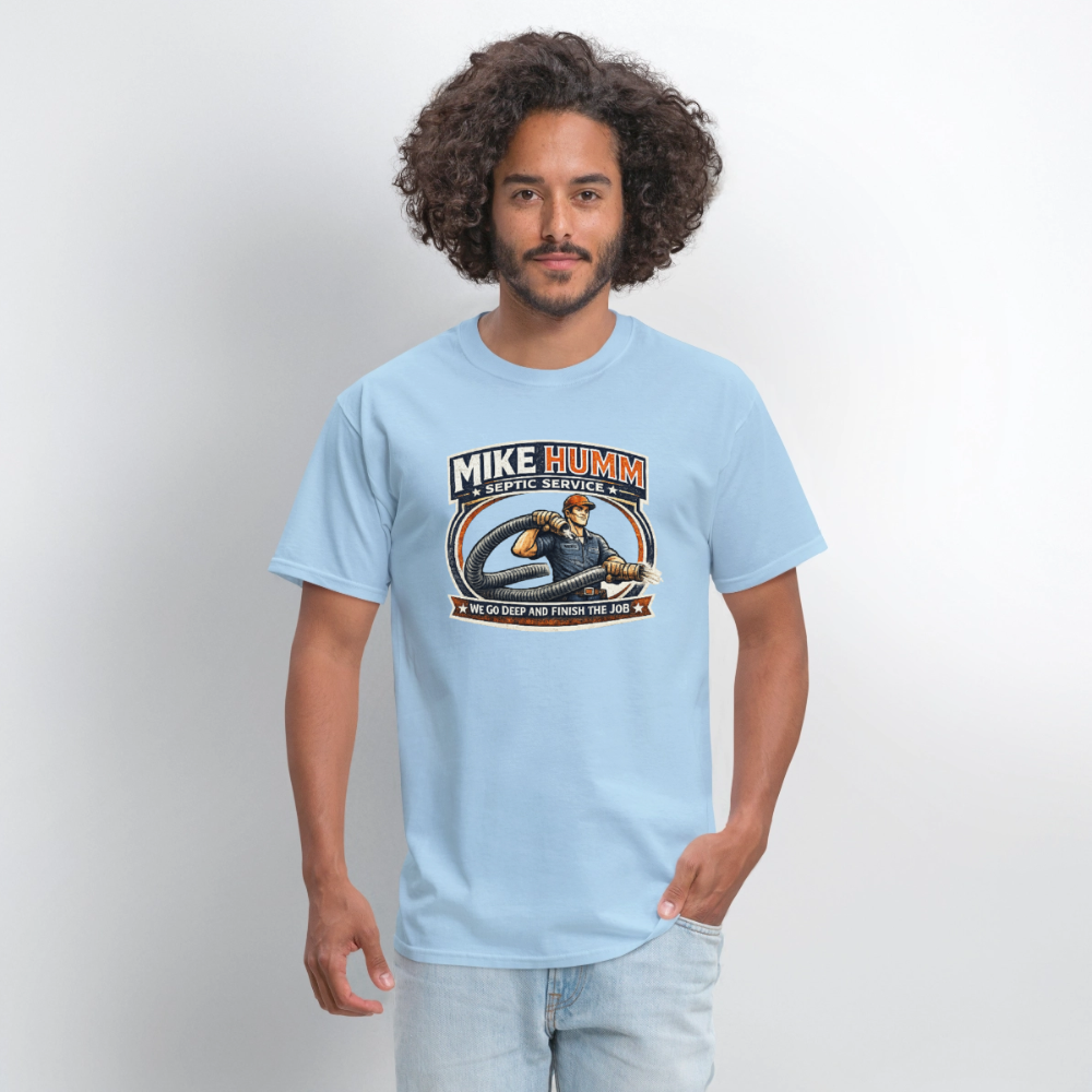 Mike Humm Septic Service T-Shirt Funny Adult Humor Tee Color: heather gray