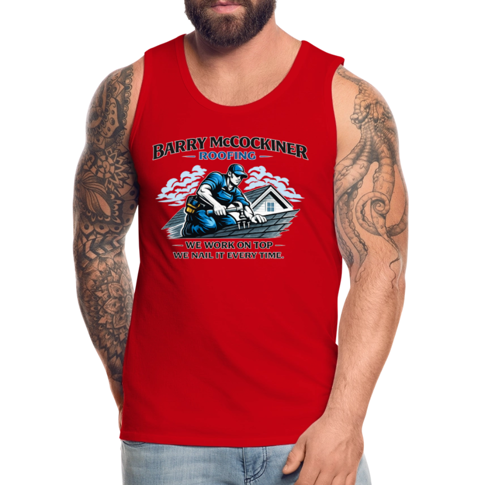 Barry McCockiner Roofing Funny Tank Top - red