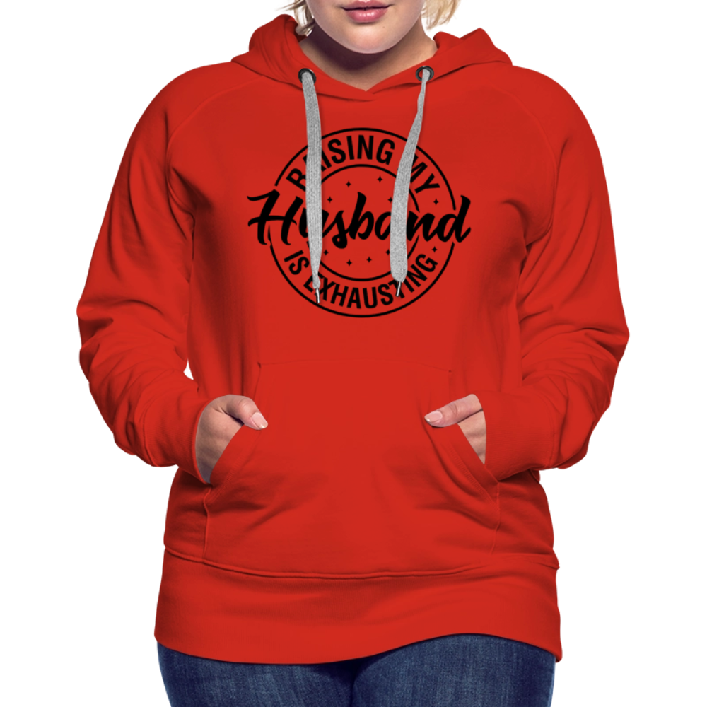 Raising My Husband is Exhausting Women’s Premium Hoodie - red