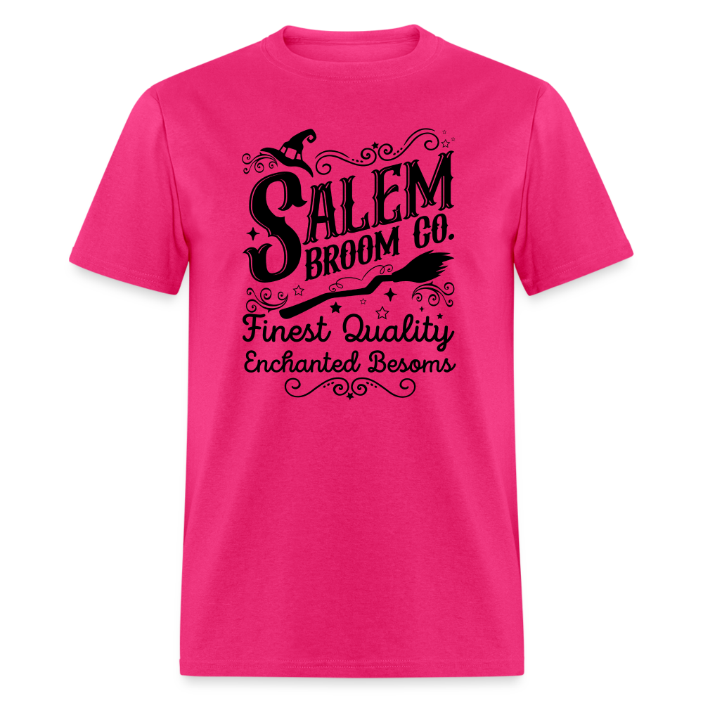 Salem Broom Co. Finest Quality Enchanted Besoms T-Shirt (Halloween) - fuchsia