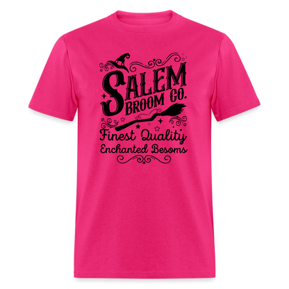 Salem Broom Co. Finest Quality Enchanted Besoms T-Shirt (Halloween) - fuchsia