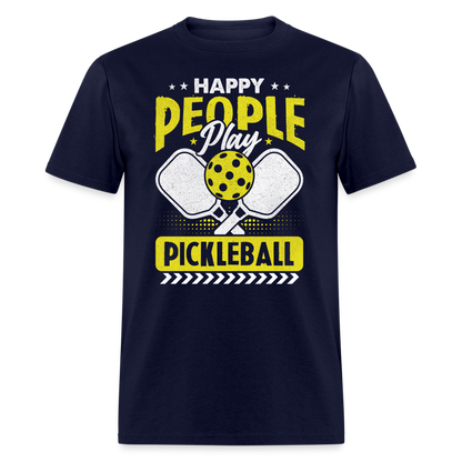 Happy People Play Pickleball T-Shirt - navy