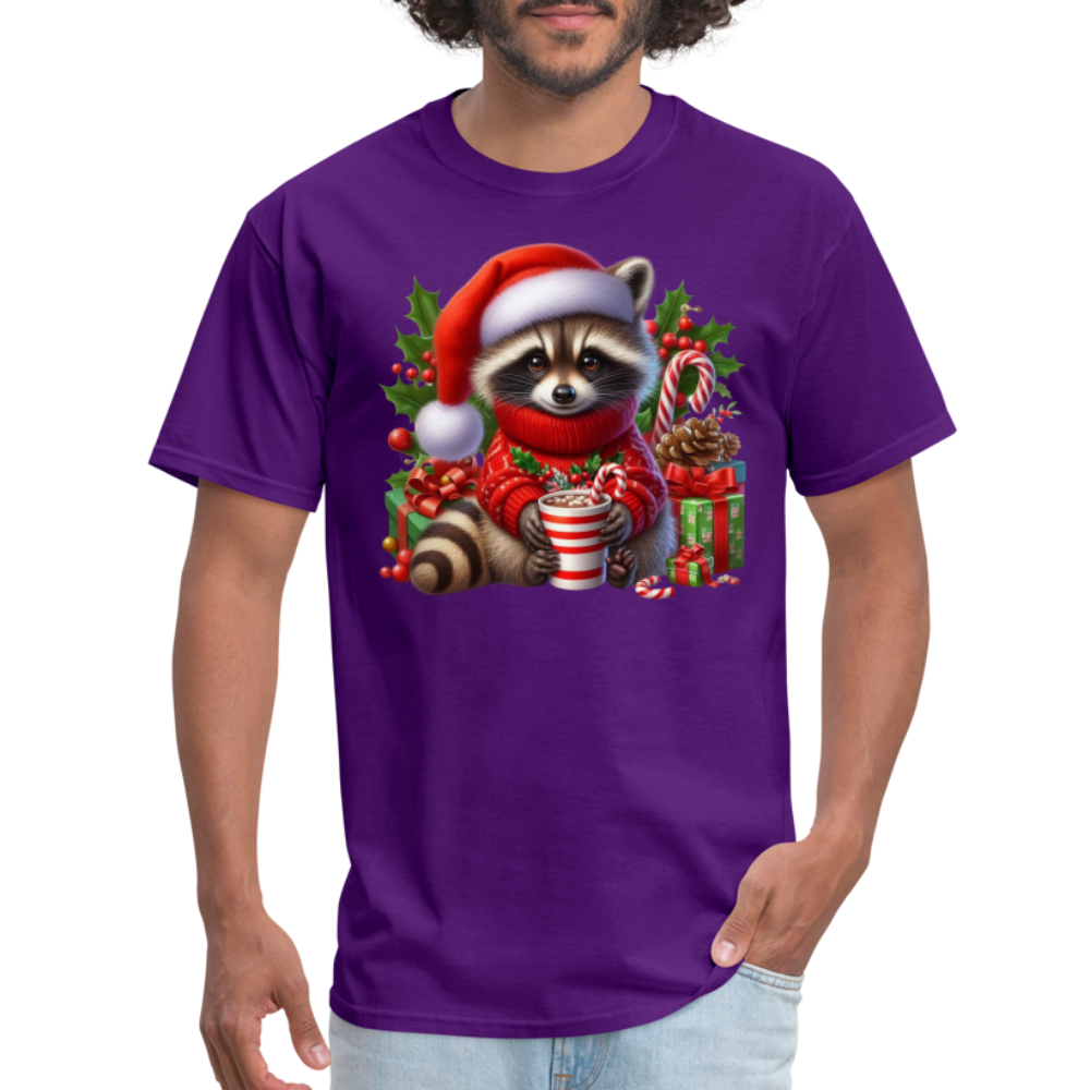 Christmas Cute Feral Raccoon T-Shirt - purple