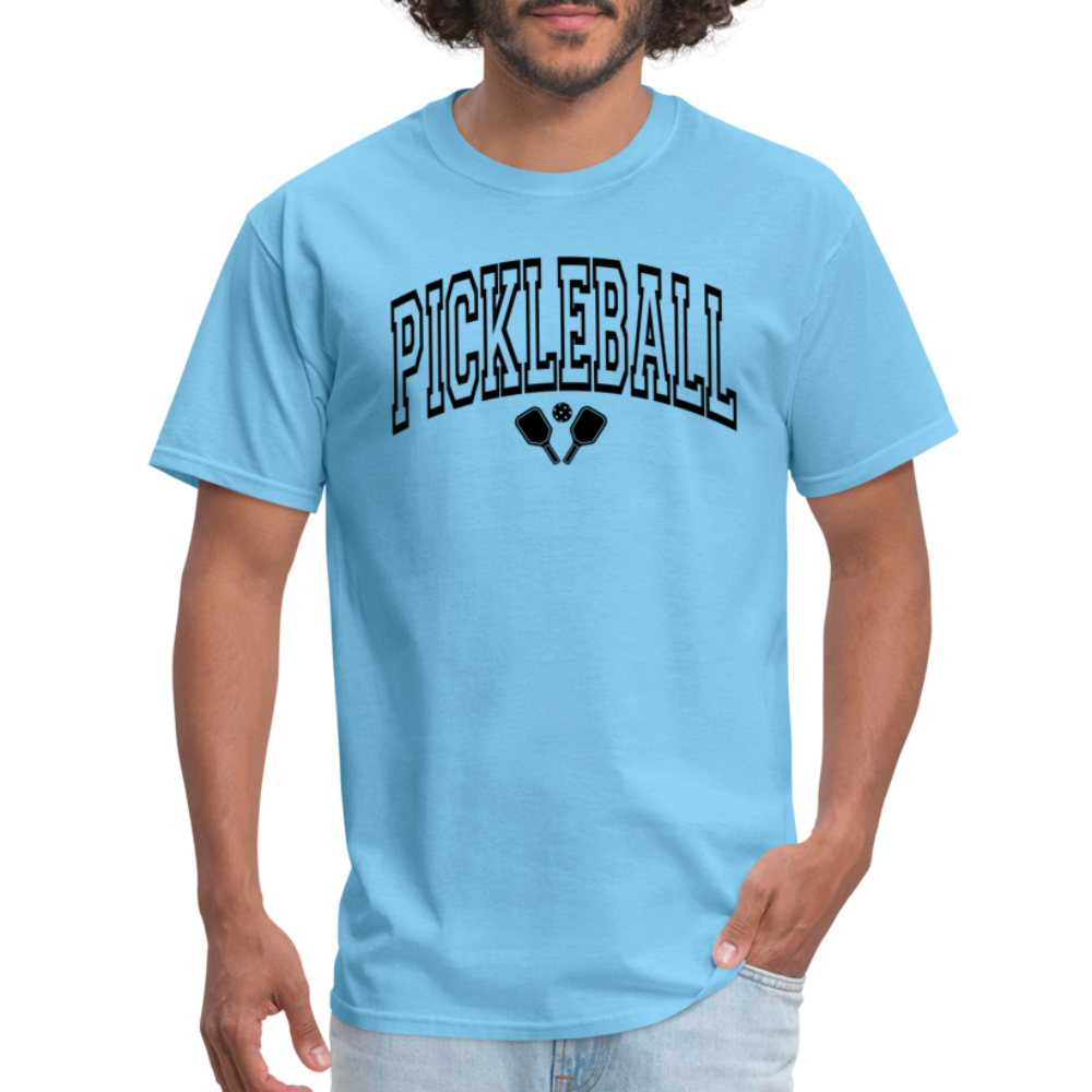 Pickleball T-Shirt (Black Arch Letters) - aquatic blue