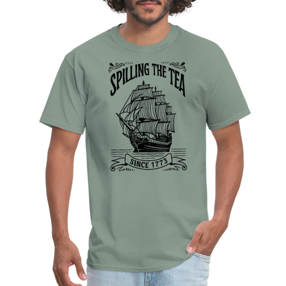 Spilling The Tea Sine 1773 T-Shirt - sage