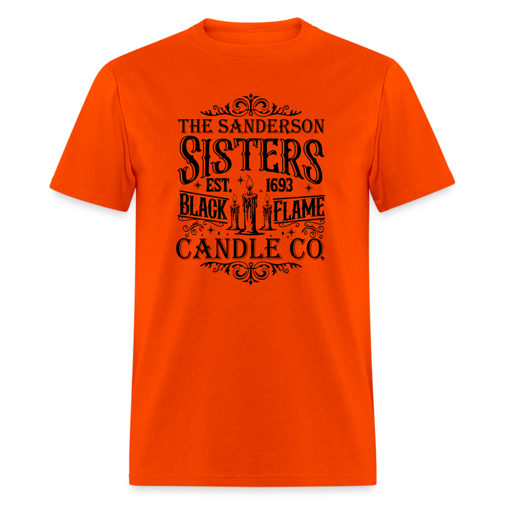 The Sanderson Sisters Black Flame Candle Co. T-Shirt (Halloween) - orange