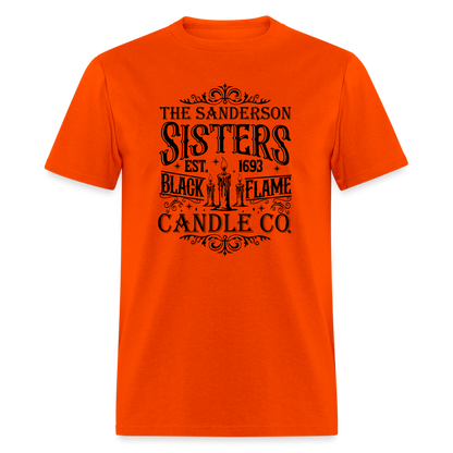 The Sanderson Sisters Black Flame Candle Co. T-Shirt (Halloween) - orange