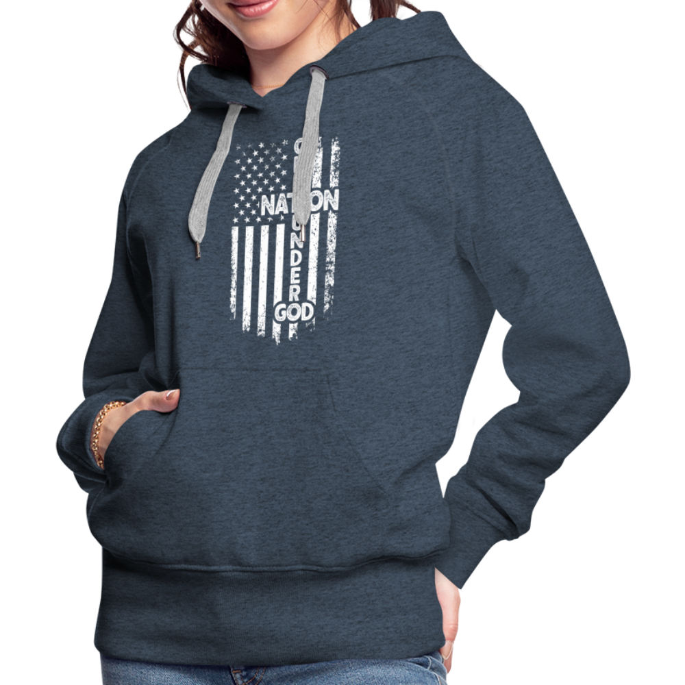 One Nation Under God Women’s Premium Hoodie - heather denim