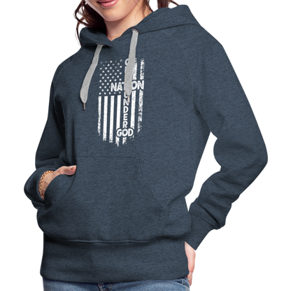 One Nation Under God Women’s Premium Hoodie - heather denim