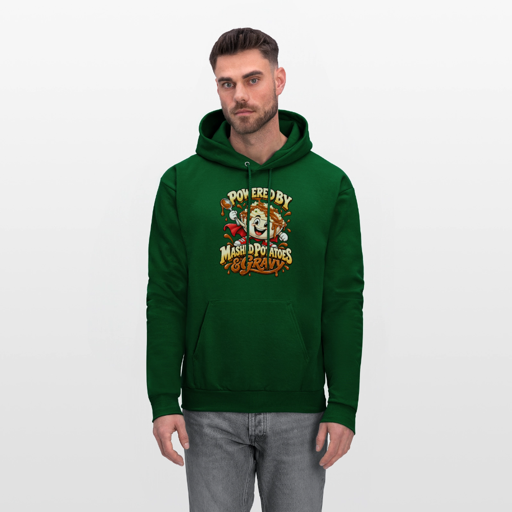 Powered by Mashed Potatoes & Gravy – Superhero Hoodie - forest green