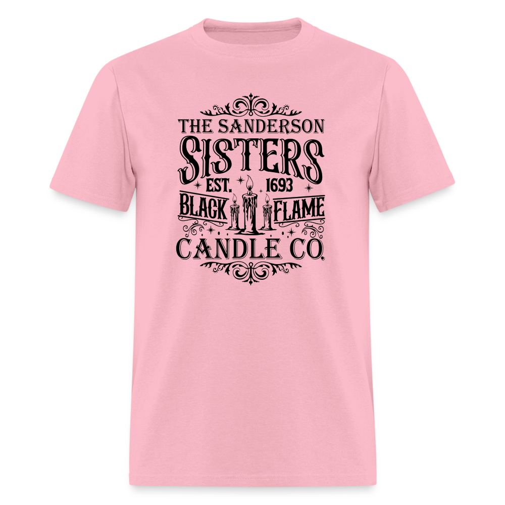 The Sanderson Sisters Black Flame Candle Co. T-Shirt (Halloween) - pink