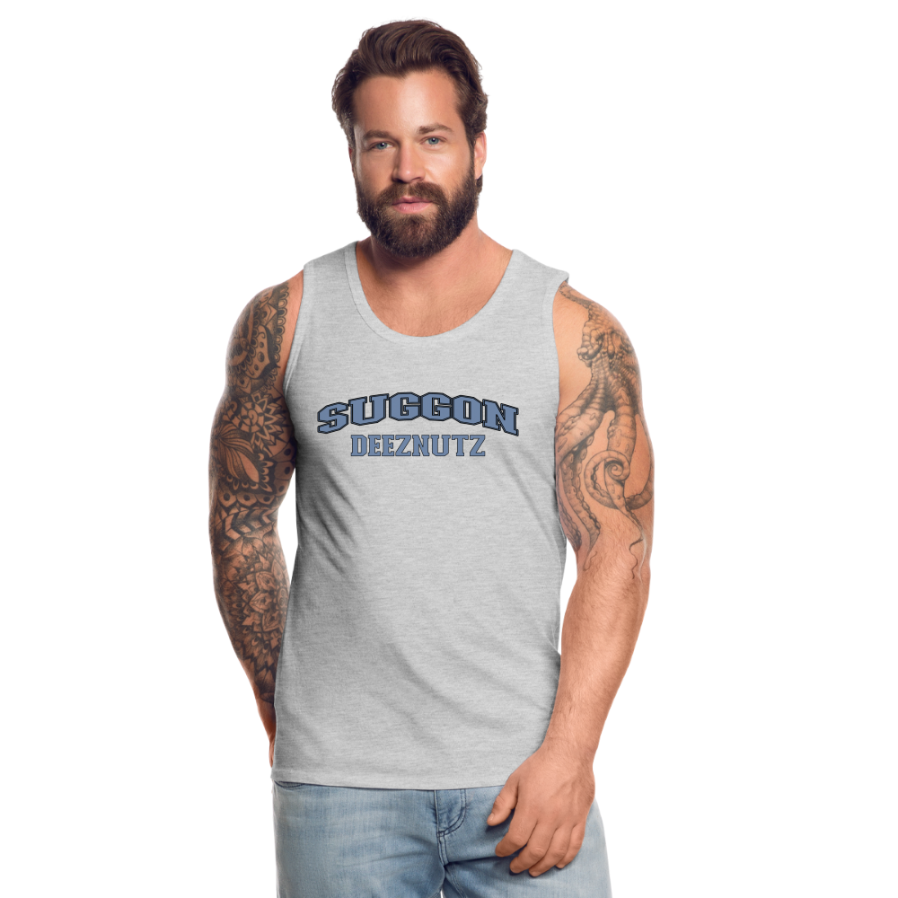 Suggon Deeznutz Tank Top (in Blue Ball Colors - Funny Sexual Humor) - heather gray