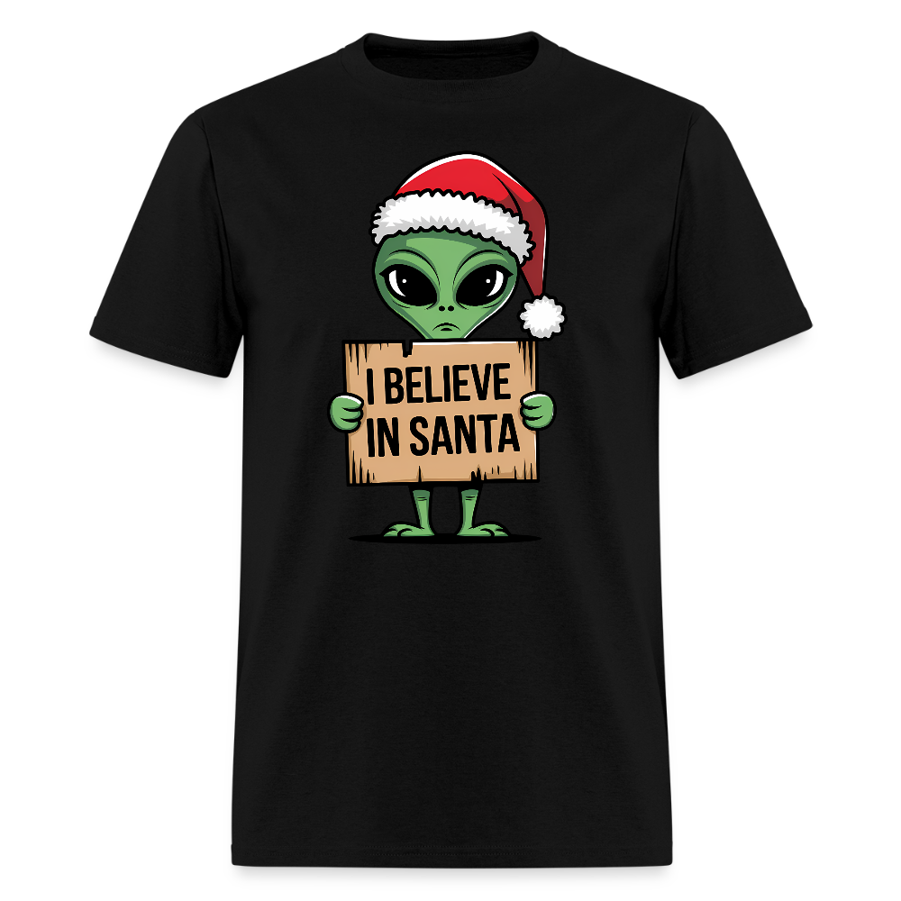 I Believe in Santa T-Shirt – Funny Alien Christmas Tee Color: black