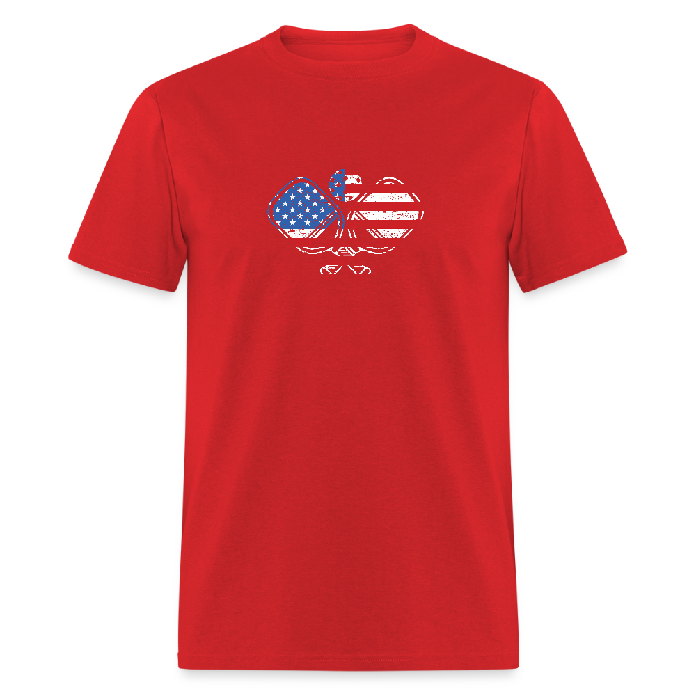 American Flag Pickleball Paddle T-Shirt - red