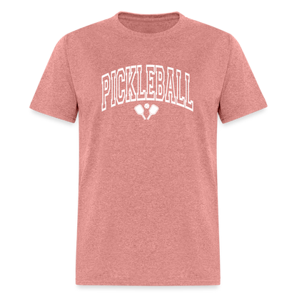 Pickleball T-Shirt (White Arch Letters) - heather mauve