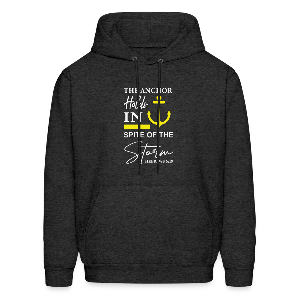 The Anchor Holds in Spit of the Storm Hoodie (Hebrews 6:19) - charcoal grey