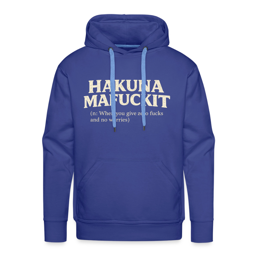 Hakuna Mafuckit Men’s Funny Graphic Hoodie Color: Royal Blue
