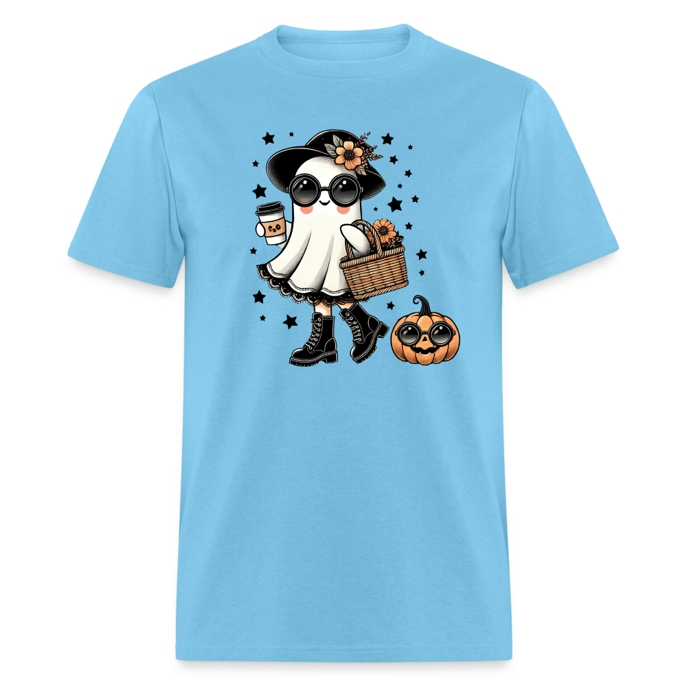 Cute Halloween Mom Ghost T-Shirt - aquatic blue