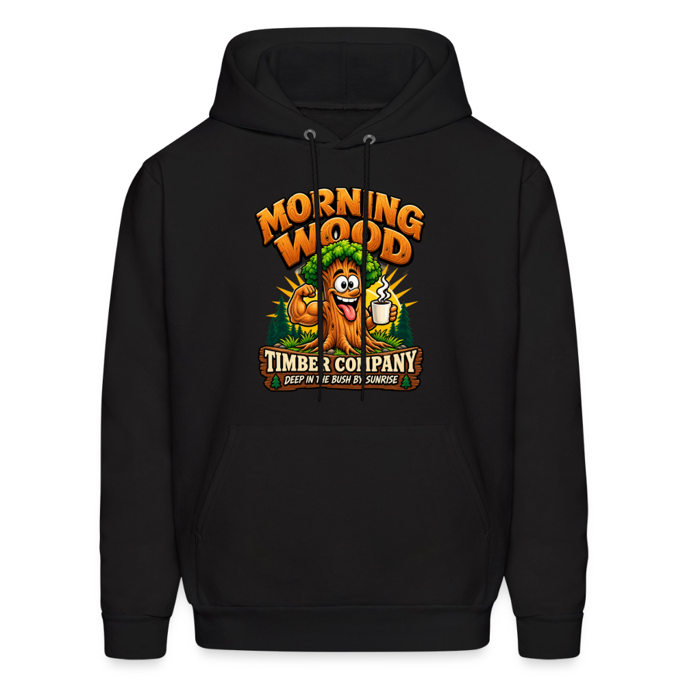Morning Wood Timber Company Funny Adult Humor Hoodie Color: Black